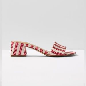 NWOT Marc Fisher Olysa Striped Sandals – Size 8 ❤️🤍 Red & White
